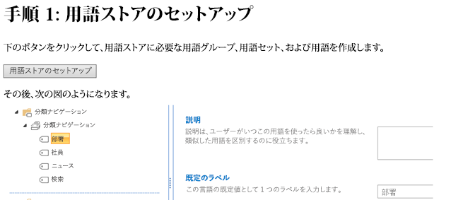 用語ストアのセットアップ画面