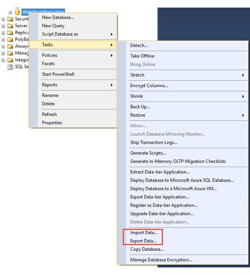 スタート ウィザード SSMS のスクリエショット。