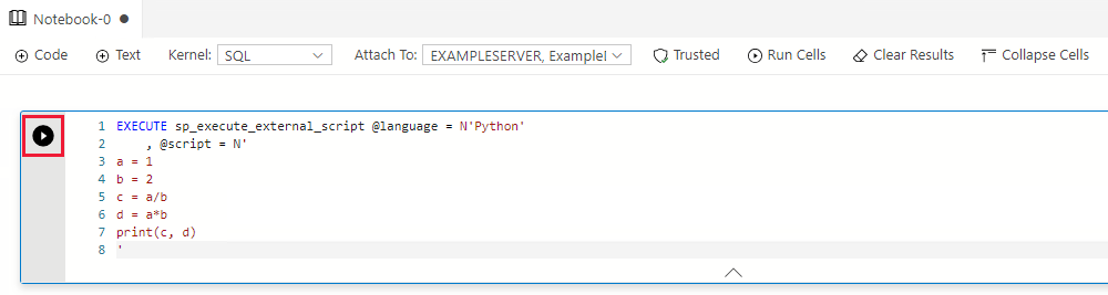 Azure Data Studio の SQL ノートブックで Python コードを実行する