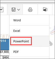 PowerPoint オプションが強調表示されているエクスポート リストのスクリーンショット。