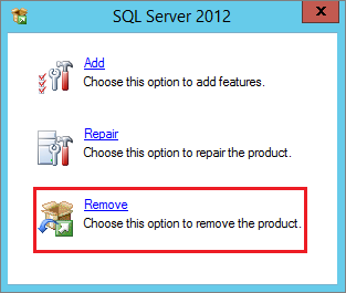 SQL Server の削除方法を示すスクリーンショット。