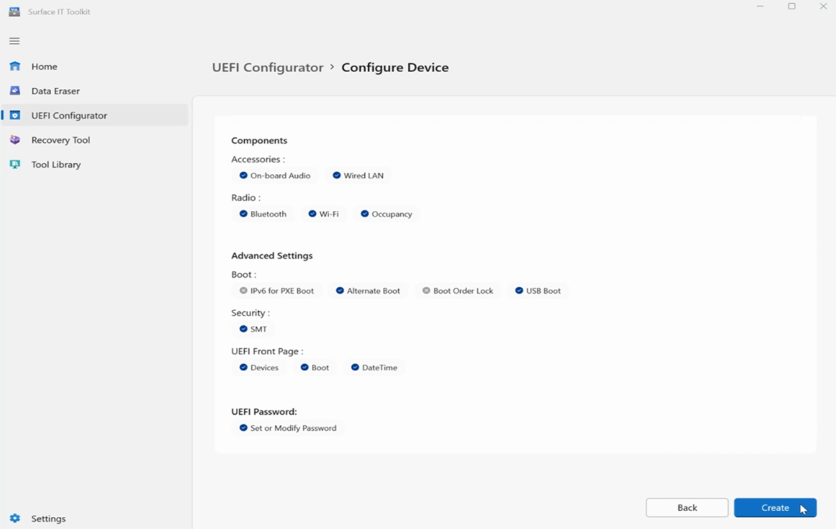 UEFI DFI パッケージをビルドする画面を示すスクリーンショット。