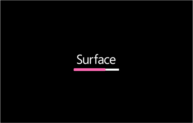 灰色の進行状況バーを持つ Surface Trackpad ファームウェア。