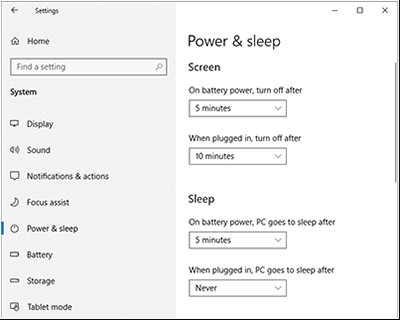 図 1.電源 & スリープ設定が簡略化されました。