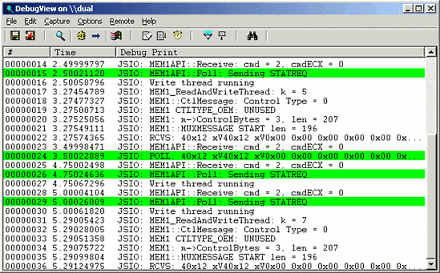 DebugView のスクリーンショット