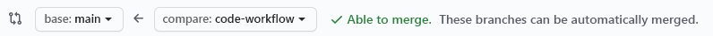 Screenshot of GitHub confirming that the branch can be merged.