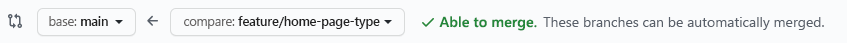 ブランチがマージ可能であることを示している GitHub のスクリーンショット。