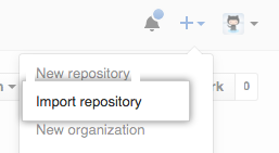 Screenshot of the import repository button.