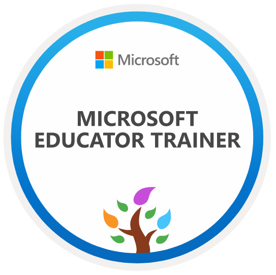 Microsoft Educator トレーナーに授与された Microsoft Educator トレーナー バッジのスクリーンショット。