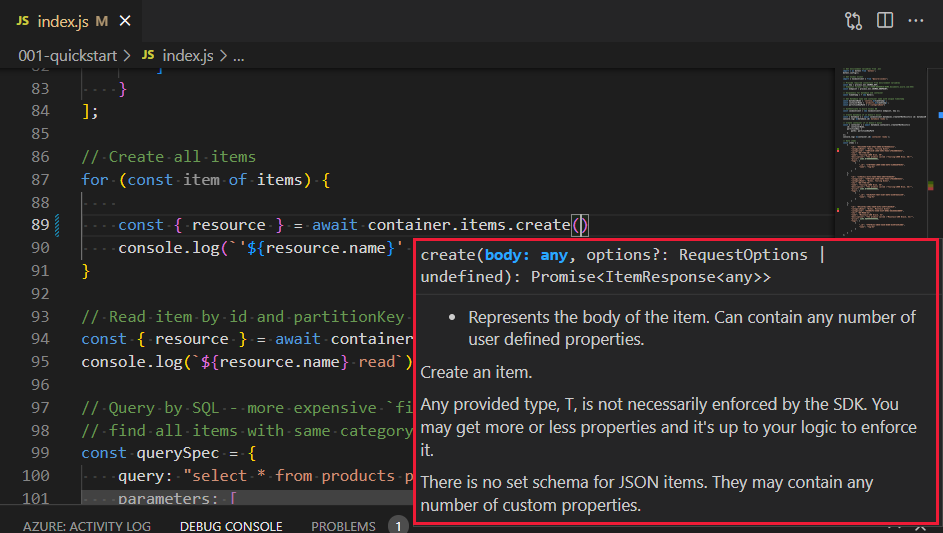 Screenshot of the editor Visual Studio Code, showing the parameters for a function call.