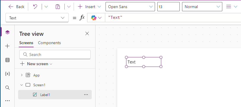 text プロパティのスクリーンショット。