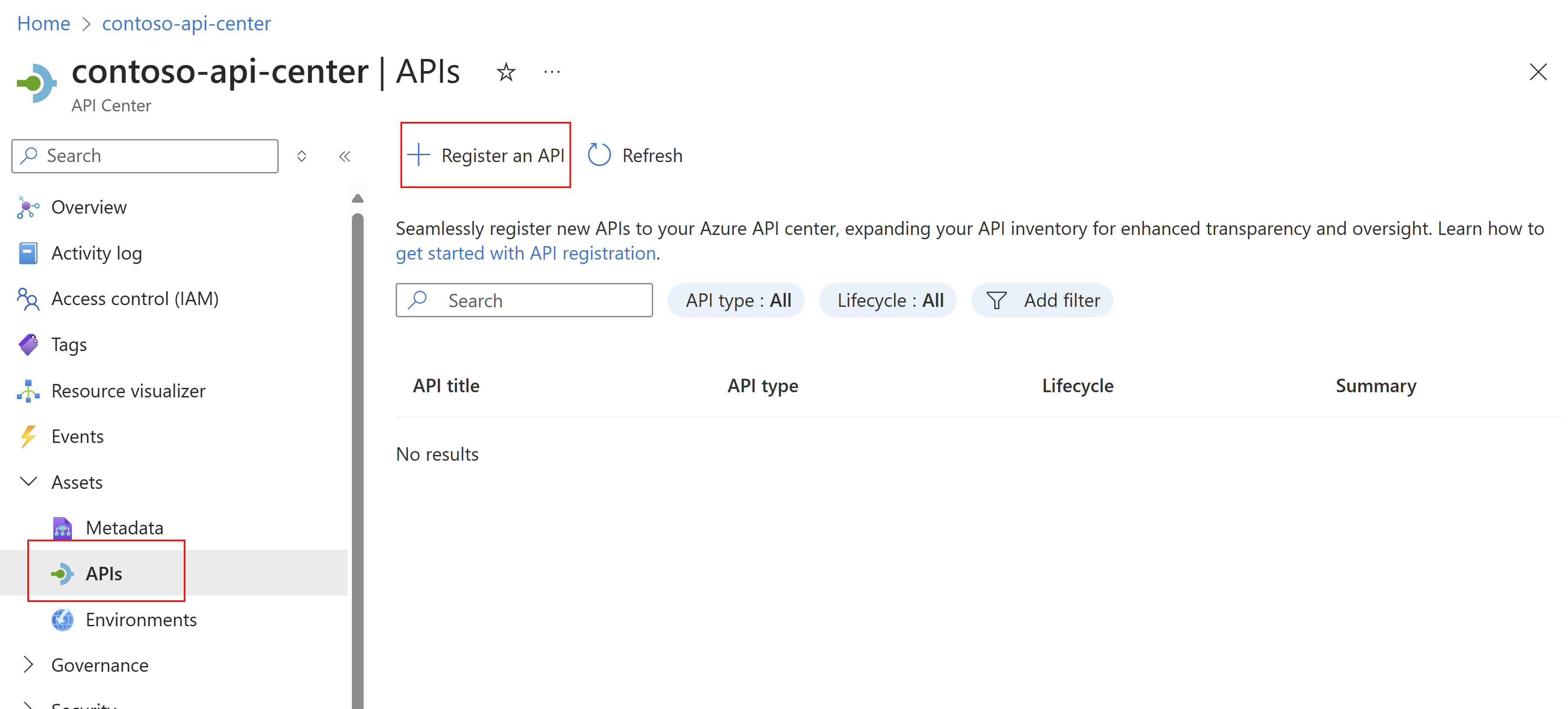 Azure portal での新しい API の追加手順を示すスクリーンショット