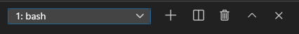 ドロップダウン メニューに bash が表示されている Visual Studio Code ターミナル ウィンドウを示しているスクリーンショット。