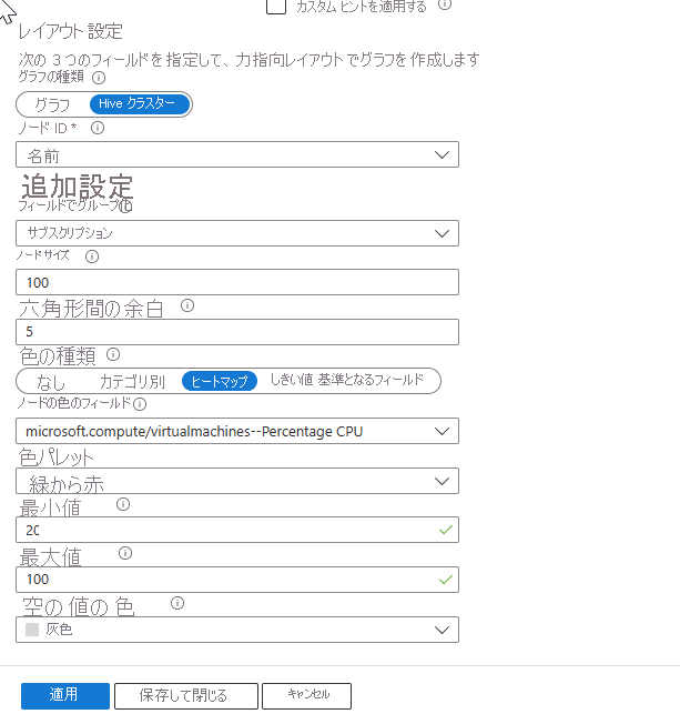 Screenshot that shows the settings for the layout of a graph in a workbook.