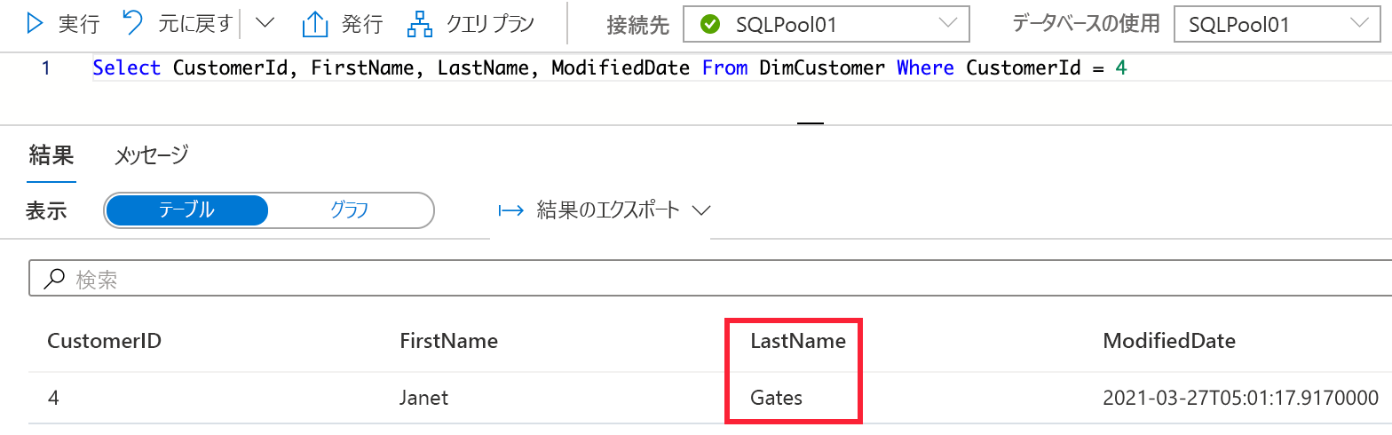 スクリプトと、最初の顧客レコードが表示されています。