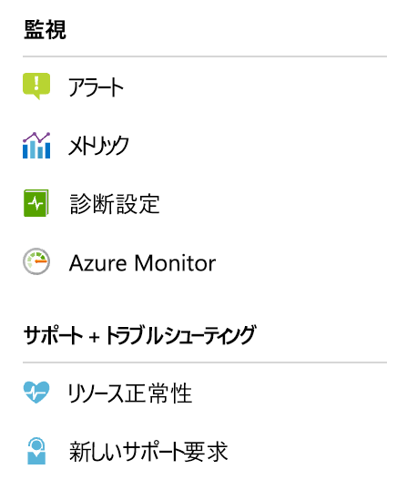 Azure portal 内の監視オプション