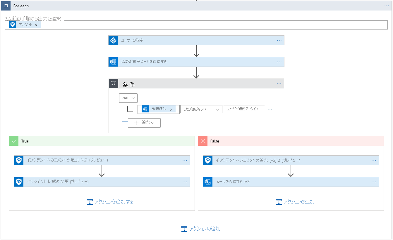 ロジック アプリ条件を表示するスクリーンショット。