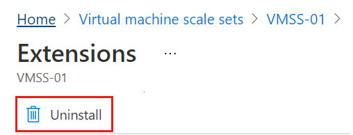 [アンインストール] ボタンが強調表示された [拡張機能] ブレードのスクリーンショット