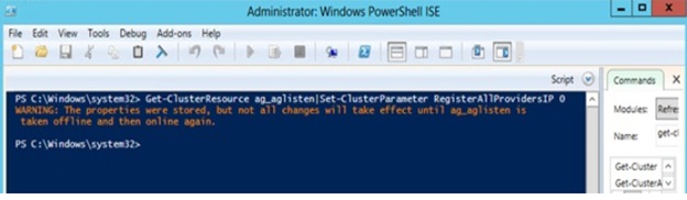 Windows PowerShell のコマンドの例の出力を示すスクリーンショット。