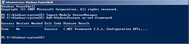 Windows PowerShell のコマンドの出力を示すスクリーンショット。