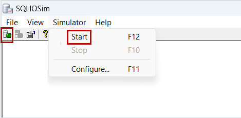 実行中の SQLIOSim を示すスクリーンショット。