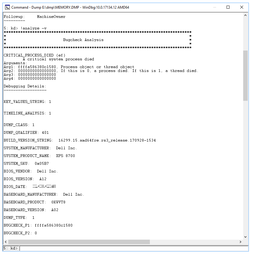 詳細なバグ チェック分析の例のスクリーンショット。