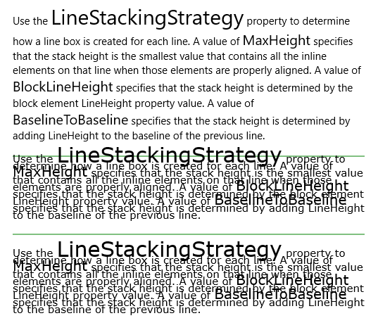 テキスト ブロックの行の積み重ね戦略