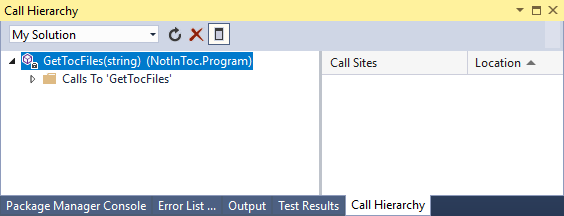 Visual Studio での C# コードの呼び出し階層