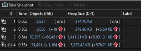 差分スナップショットを表示する (M M A)