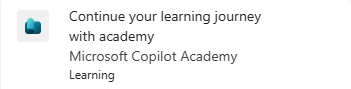 Microsoft Teamsの Copilot Academy 通知のスクリーンショット。