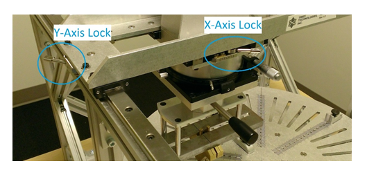 image from the stationary jitter test for a windows precision touchpad device, showing the axis lock levers on the pt3 device.