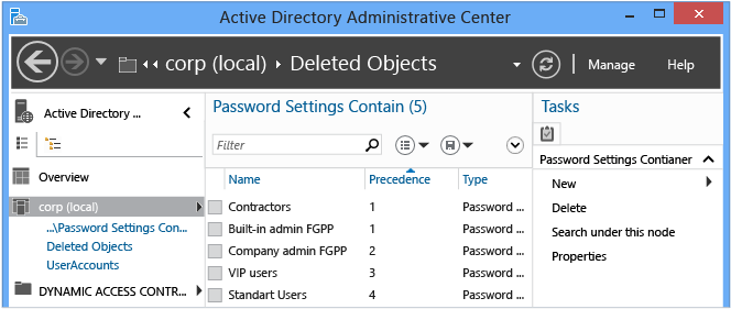 Screenshot that shows where you can set precedence and to which users and groups the policy applies within a given domain.