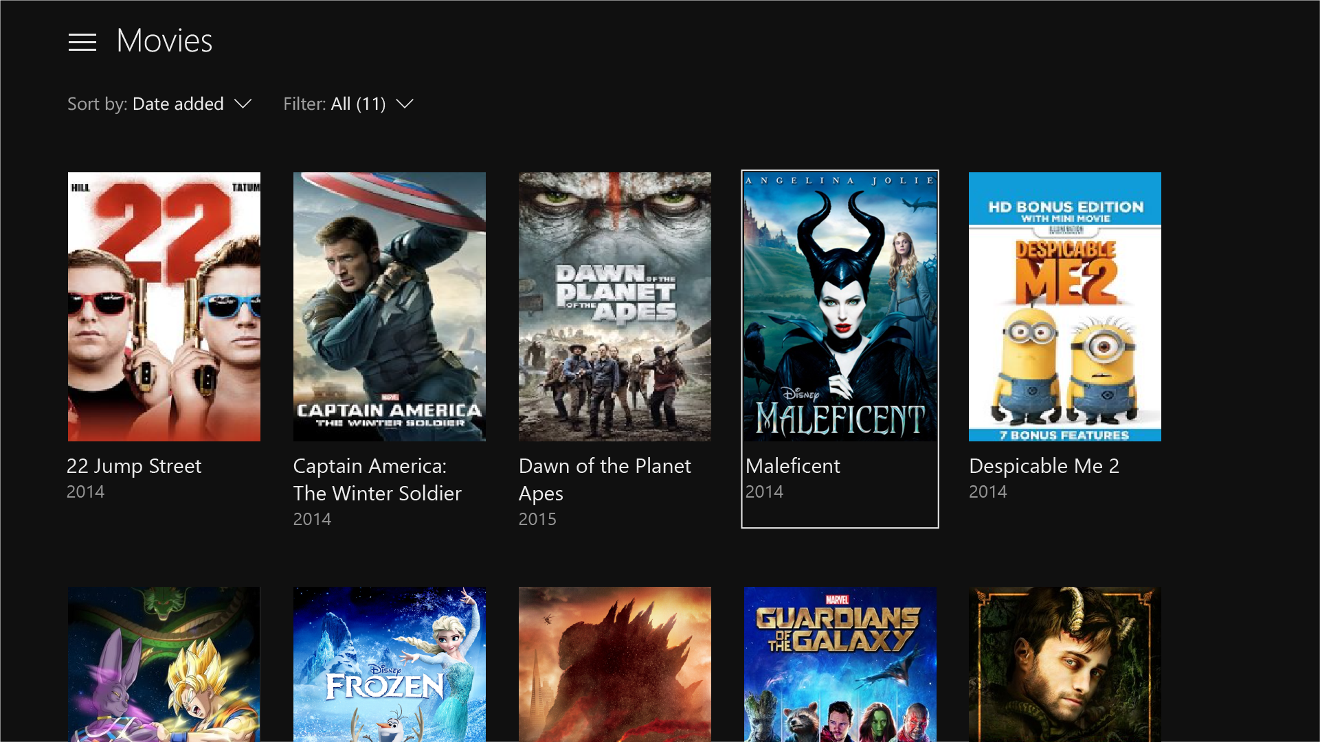 Xbox One Movies アプリ