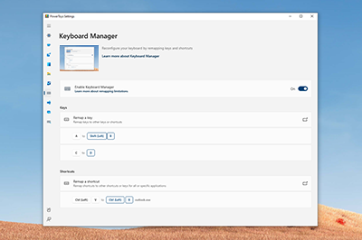 Keyboard Manager のスクリーンショット