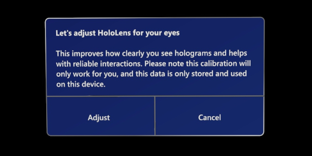 HoloLens 2 ET 調整プロンプトの画像