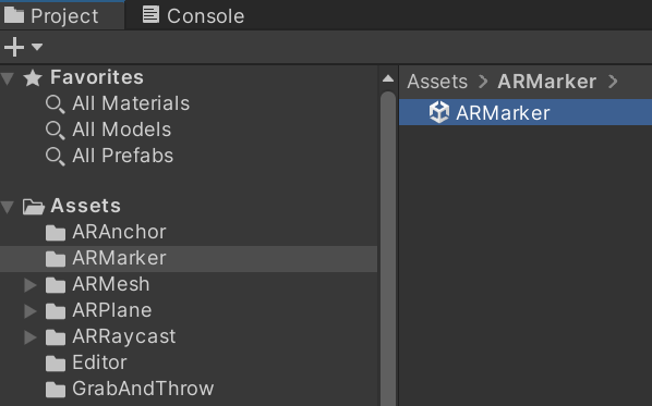 ARMarker シーンアセットの場所