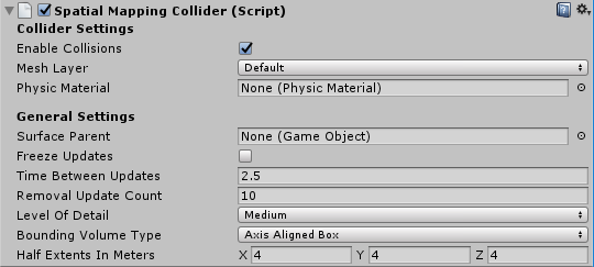 Unity の Spatial Mapping Collider