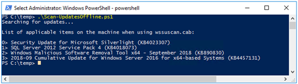 PowerShell スクリプトを示すスクリーンショット。