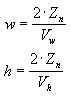 w および h 変数の意味の公式