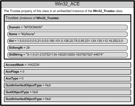 1 つの win32-ace インスタンスの内容