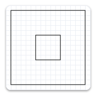 同じストロークを持つ大きな四角形内の小さな四角形の図