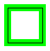 太い緑色の線で囲まれた、四角形の形の細い黒い線を示す図