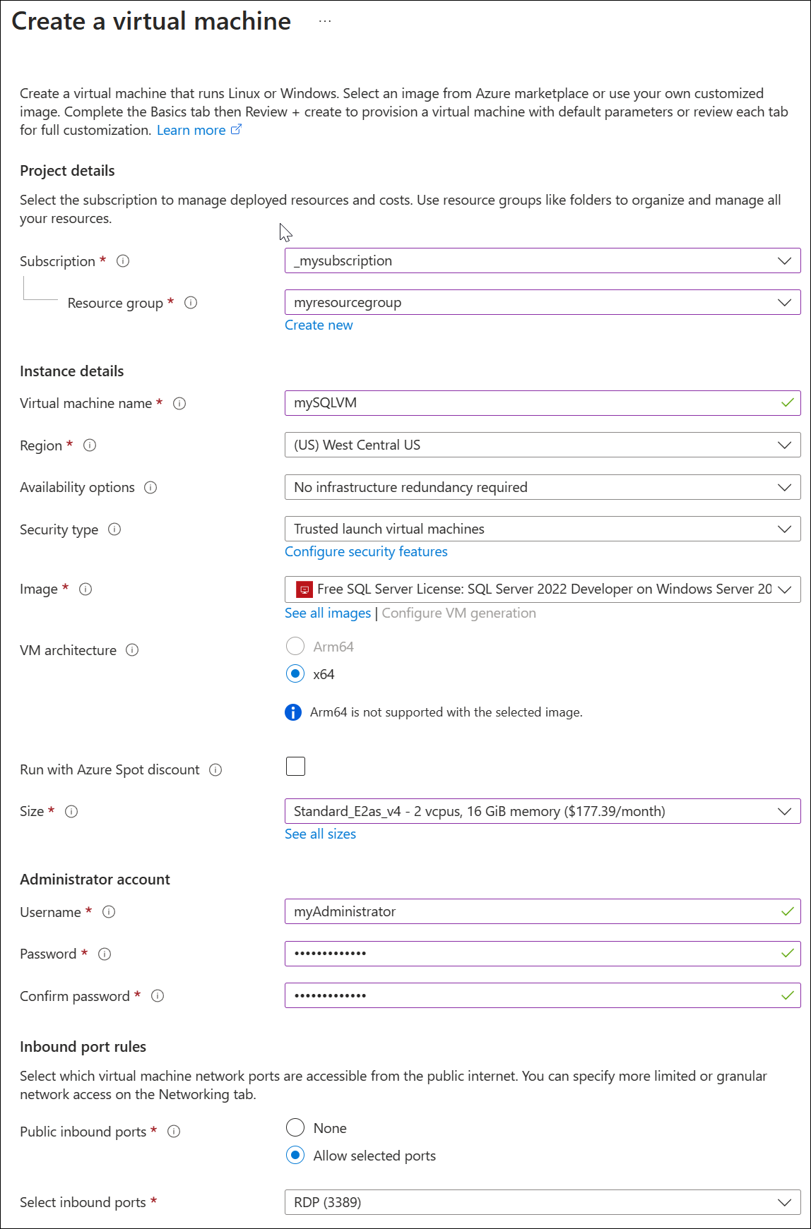 Screenshot displaying virtual machine settings.