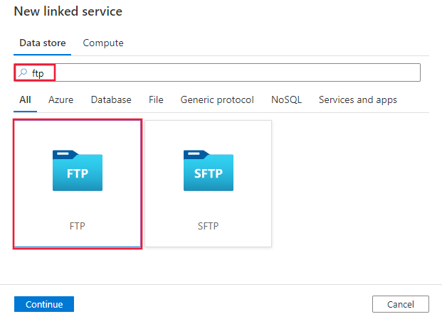 FTP 커넥터의 스크린샷.