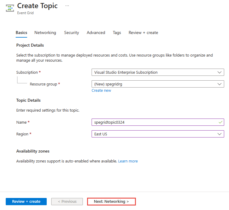 Screenshot showing the selection of Networking link at the bottom of the page. 