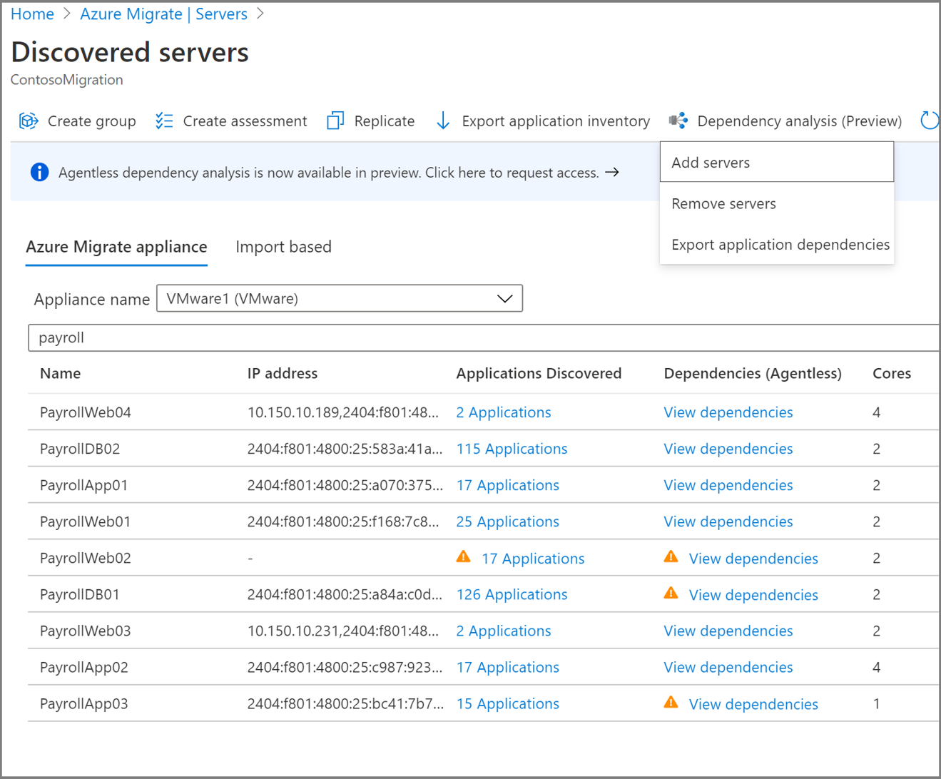 Screenshot to Export dependencies.