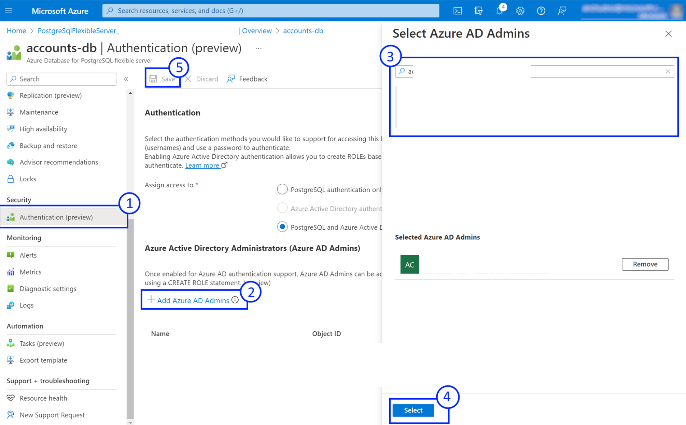 포털을 통해 Microsoft Entra 관리자를 관리하는 스크린샷