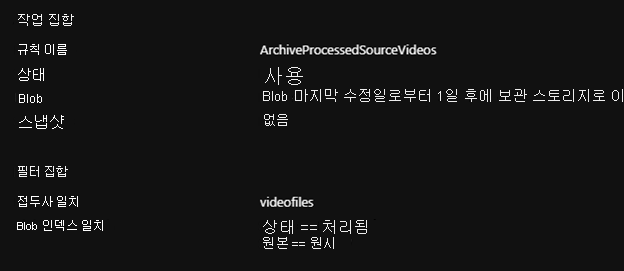 Azure Portal의 수명 주기 관리에 대한 Blob 인덱스 일치 규칙 예제