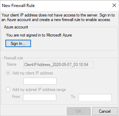 New firewall rule window