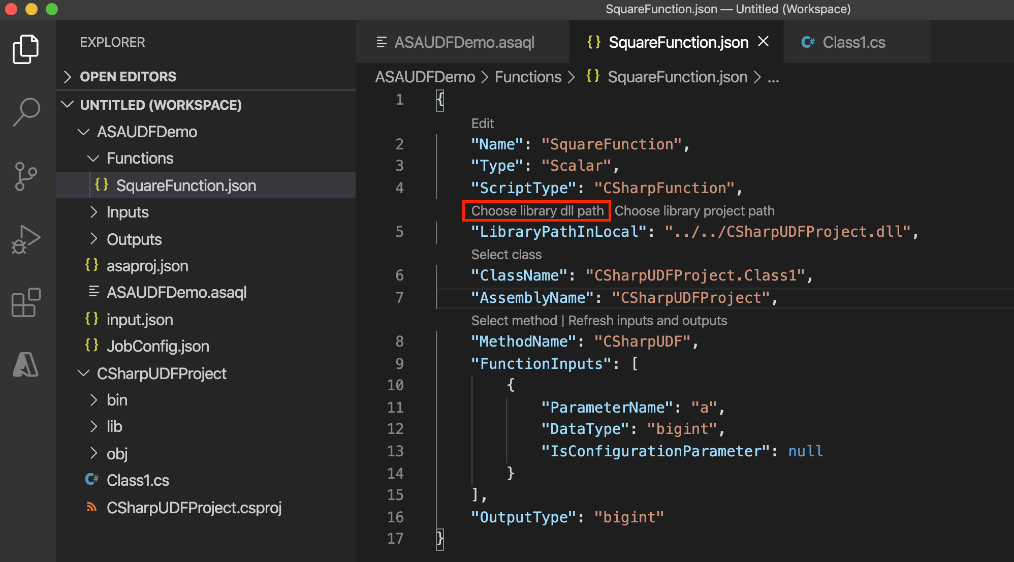 Stream Analytics C sharp function configuration